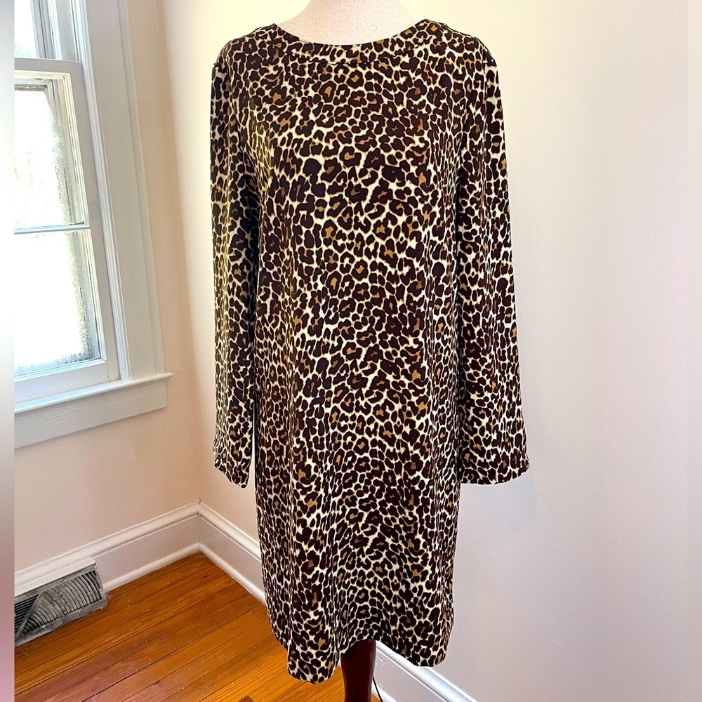 J. Crew Classic Animal Print Long Sleeve Dress Size 6
